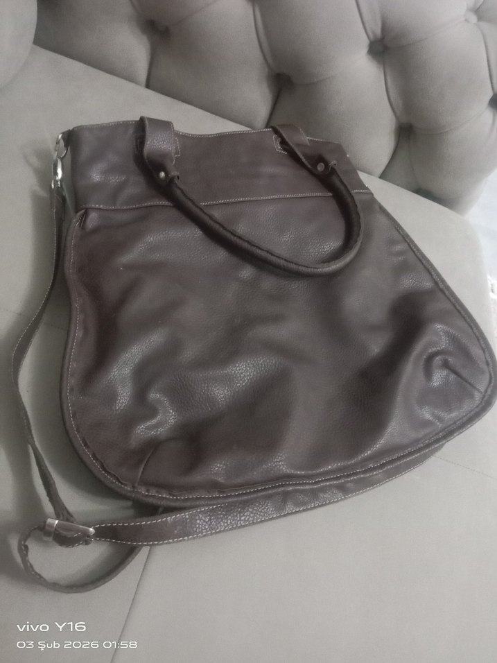 dolce Gabbana kahverengi deri derin çanta - Görsel 3