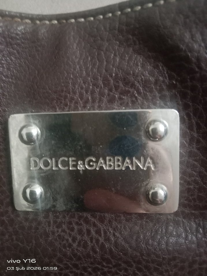dolce Gabbana kahverengi deri derin çanta - Görsel 4
