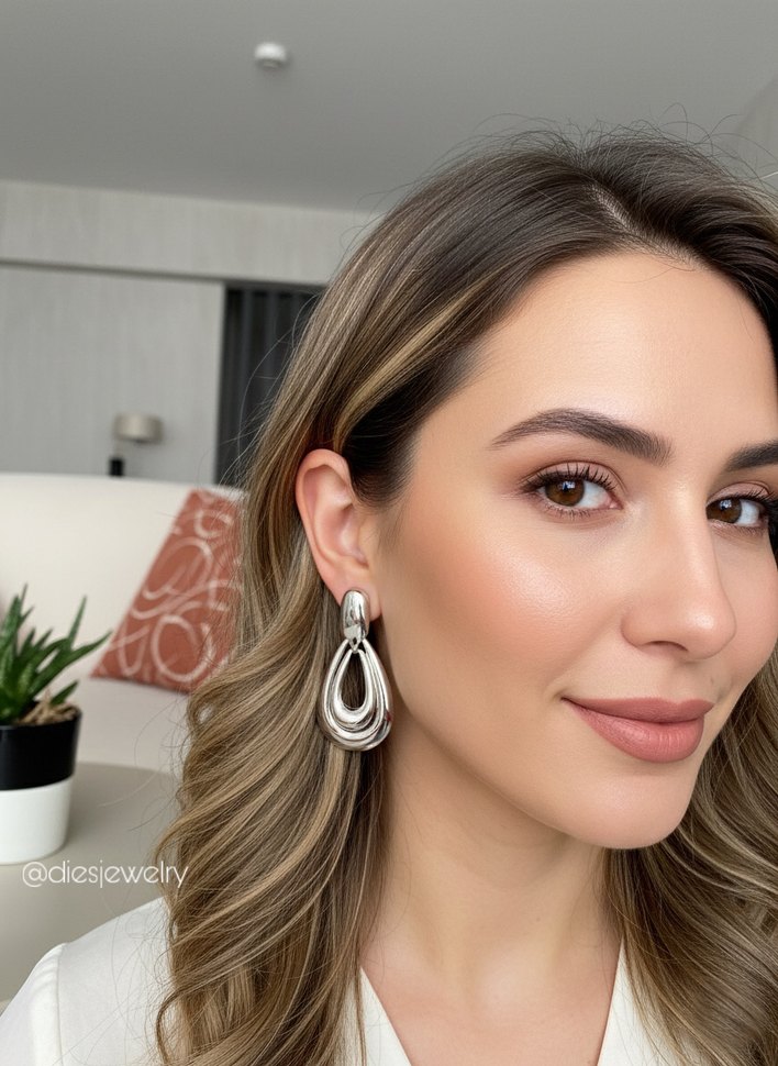 Water Drop Model Çelik Küpe - Görsel 2