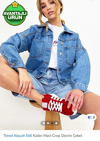 Kadın Mavi Kısa Denim Ceket - Görsel 4