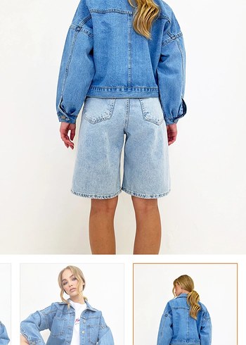 Kadın Mavi Kısa Denim Ceket - Görsel 2