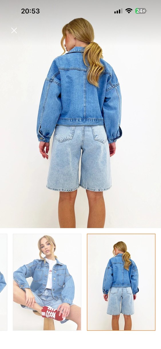 Kadın Mavi Kısa Denim Ceket - Görsel 2