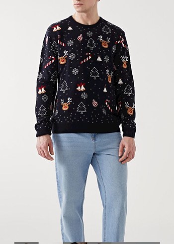 Desenli Erkek Triko Kazak, Rahat Kesim - Görsel 2