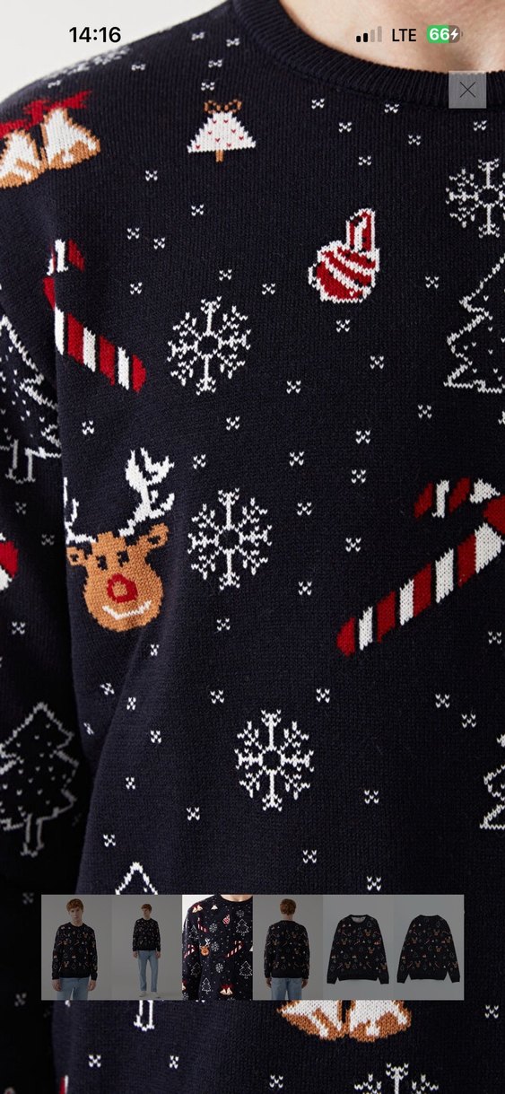 Desenli Erkek Triko Kazak, Rahat Kesim - Görsel 3