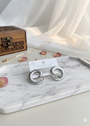 Luna Wave Model Çelik Küpe - Görsel 2