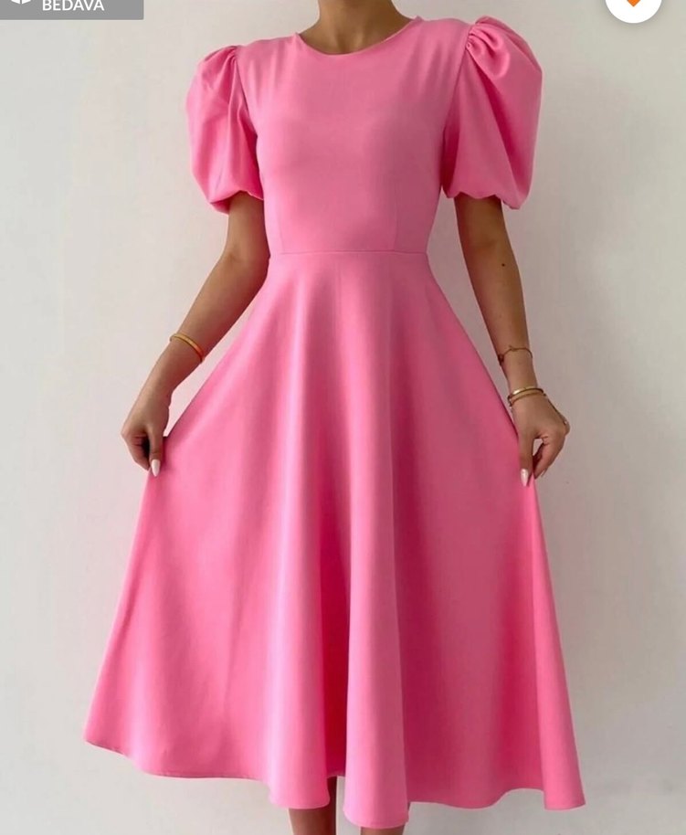 Pembe Midi  Elbisesi - Görsel 2