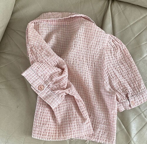 s Beden Pembe pötikare lolita crop gömlek