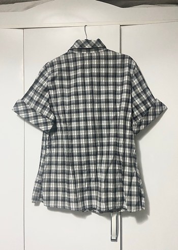 Gri Ekose Desenli Kısa Kollu Gömlek - Görsel 3