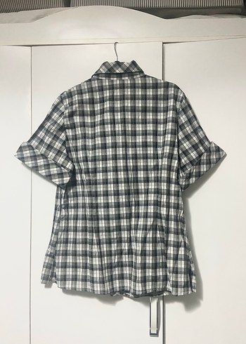 Gri Ekose Desenli Kısa Kollu Gömlek - Görsel 4