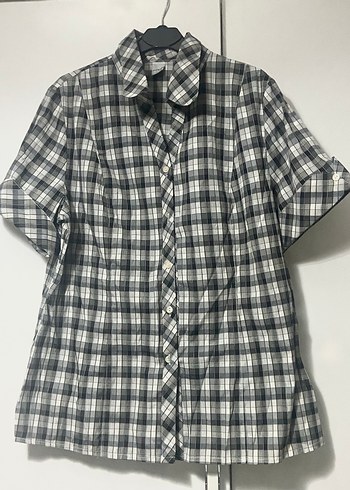 Gri Ekose Desenli Kısa Kollu Gömlek - Görsel 2