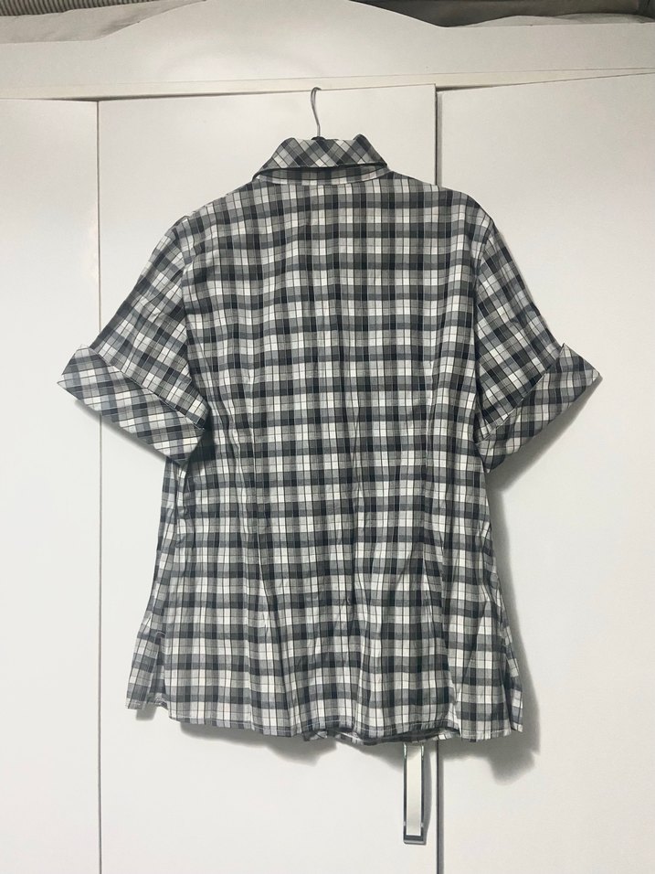 Gri Ekose Desenli Kısa Kollu Gömlek - Görsel 3