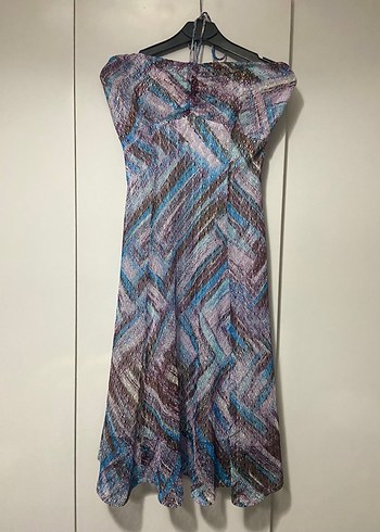 Kadın Çok Renkli Pilili Uzun Straplez Elbise - Görsel 2