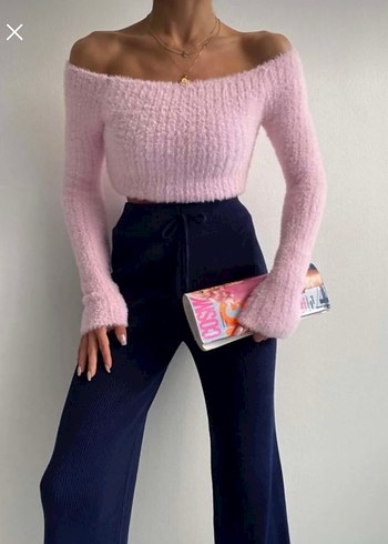 Pembe coquette fitted yumoş kazak - Görsel 2