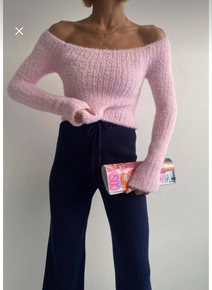 Pembe coquette fitted yumoş kazak - Görsel 4