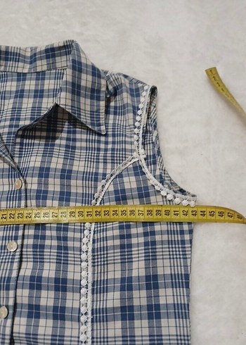 Düğmeli Ekose Desenli Kolsuz Gömlek - Görsel 2