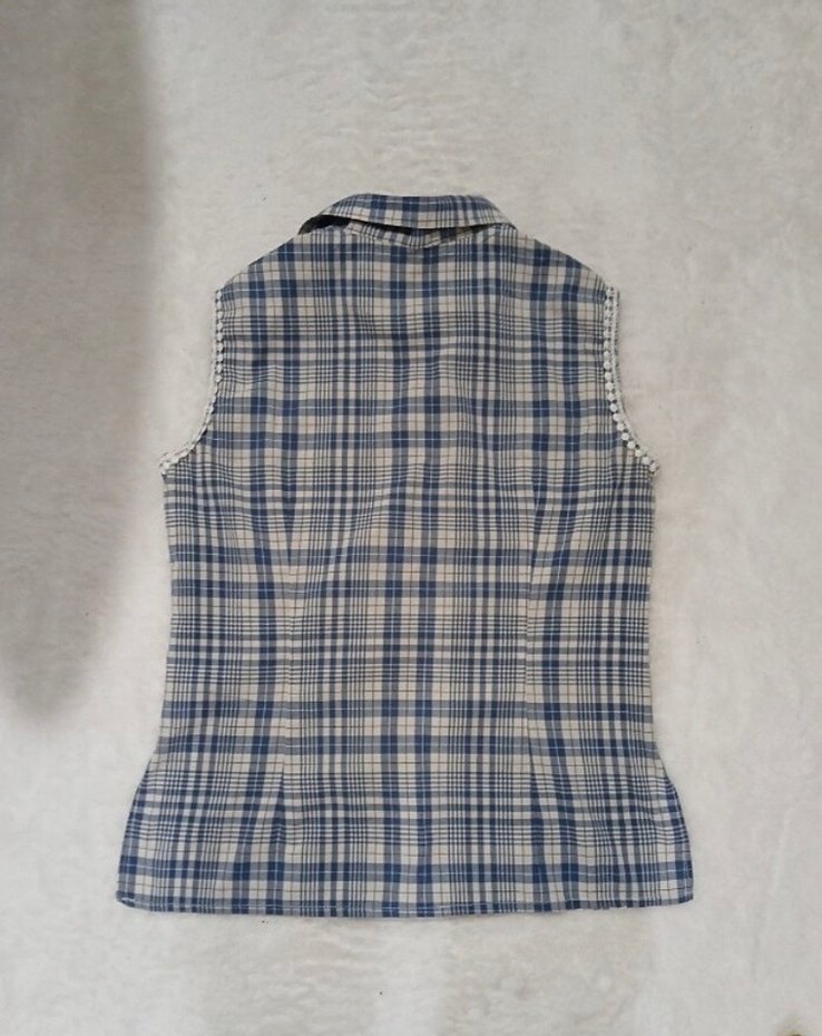 Düğmeli Ekose Desenli Kolsuz Gömlek - Görsel 3