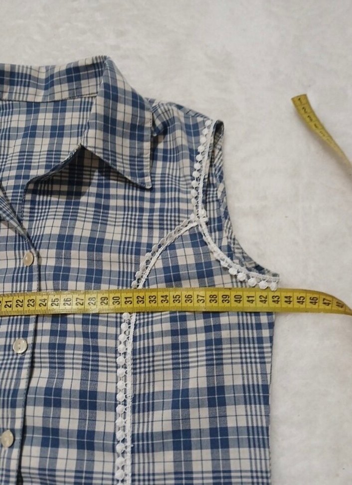 Düğmeli Ekose Desenli Kolsuz Gömlek - Görsel 2