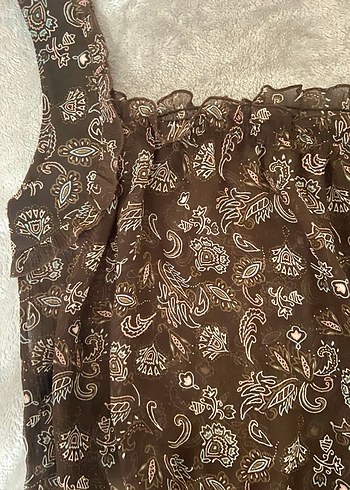 Dantel Detaylı Kahverengi Bohem Midi Kadın bluz - Görsel 3