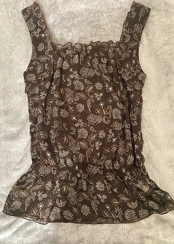 Dantel Detaylı Kahverengi Bohem Midi Kadın bluz - Görsel 2