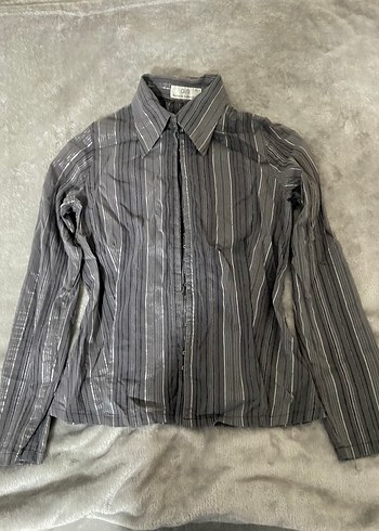 Gri Uzun Kollu Kadın Gömlek - Görsel 3