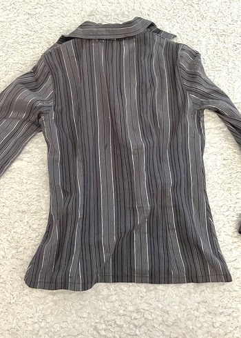 Gri Uzun Kollu Kadın Gömlek - Görsel 2