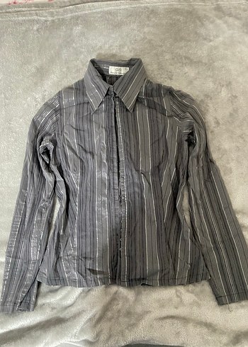 Gri Uzun Kollu Kadın Gömlek - Görsel 4