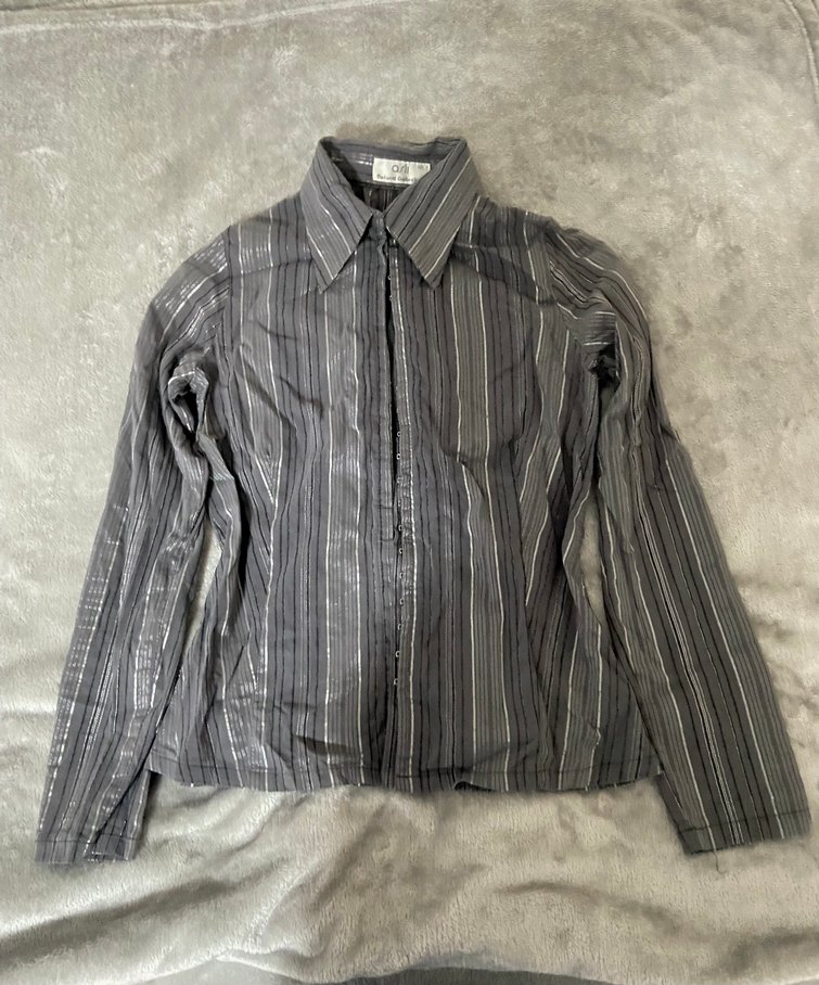 Gri Uzun Kollu Kadın Gömlek - Görsel 3