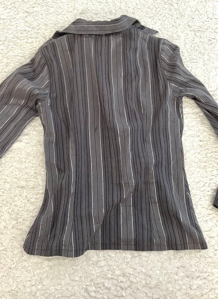 Gri Uzun Kollu Kadın Gömlek - Görsel 2