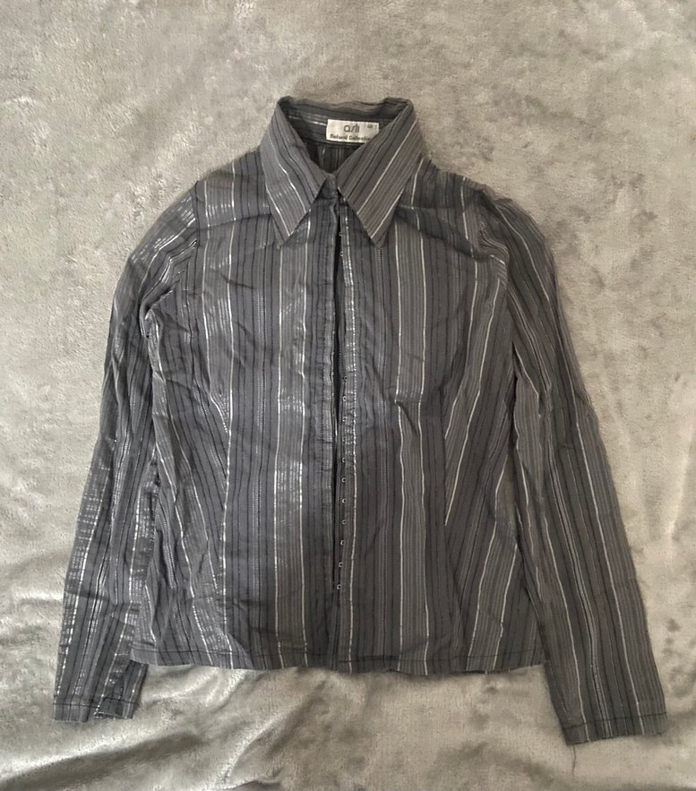 Gri Uzun Kollu Kadın Gömlek - Görsel 5