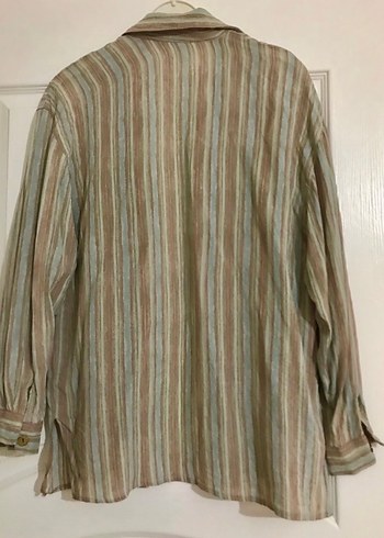 Bohem Stil Keten Vintage Kadın Gömlek - Görsel 3