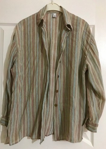 Bohem Stil Keten Vintage Kadın Gömlek - Görsel 2