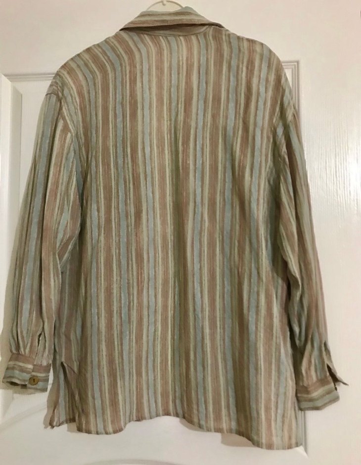 Bohem Stil Keten Vintage Kadın Gömlek - Görsel 3