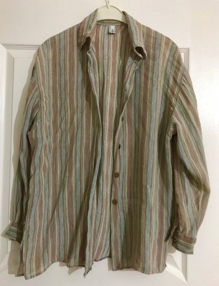 Bohem Stil Keten Vintage Kadın Gömlek - Görsel 2