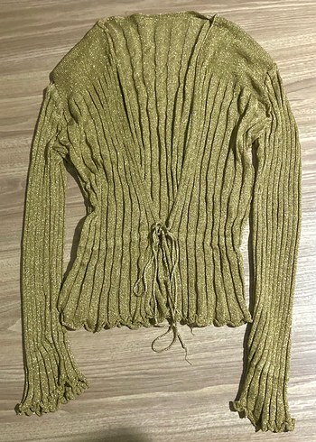 American Vintage Yesil Gold İsiltili Fitilli Triko Bluz
