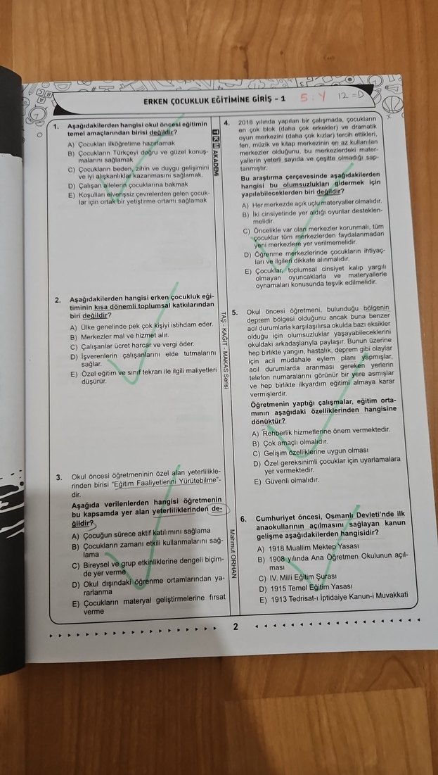 Okul Öncesi Öğretmenliği Çözümlü Soru Bankası - Görsel 5