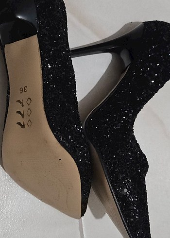 36 Beden siyah Renk Siyah Parıltılı Stiletto Yılan Desenli Topuklu
