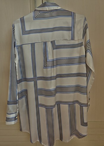 Düğmeli Çizgili Kadın Gömlek - Görsel 2