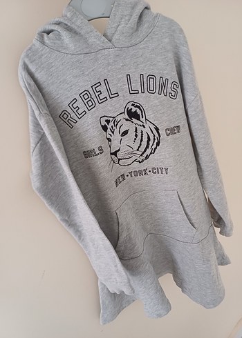 Gri kız çocuk Uzun Kollu mango Sweatshirt Elbise - Görsel 5