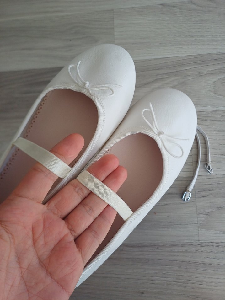 Kız Çocuk Beyaz Fiyonklu Babet Ayakkabı - Görsel 3