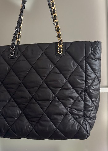 Zincir Detaylı Siyah Deri Kadın Çanta - Görsel 2