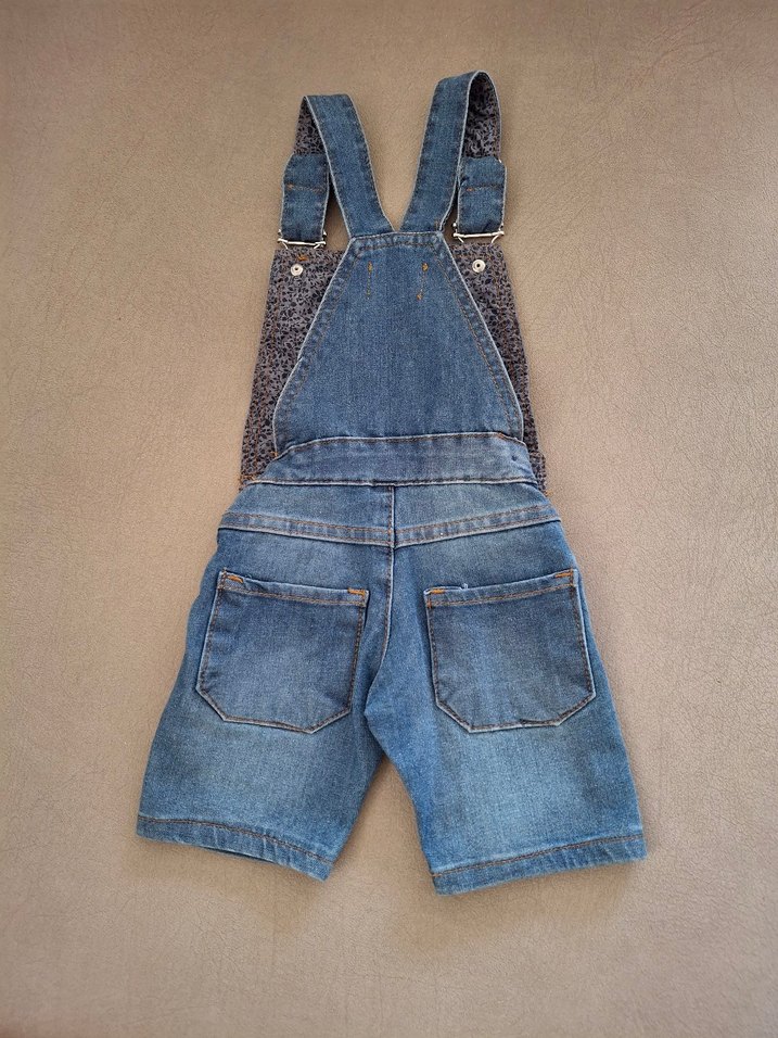 unisex için Mavi Denim Askılı Tulum - Görsel 2