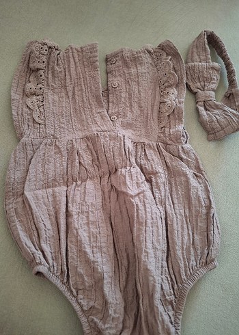 Fırfırlı Kız Bebek Tulum ve Saç Bandı Seti - Görsel 2