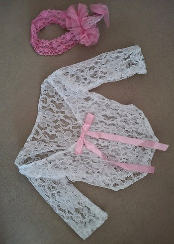 Dantelli zıbın beyaz kız bebek - Görsel 2