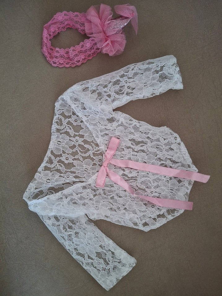 Dantelli zıbın beyaz kız bebek - Görsel 2