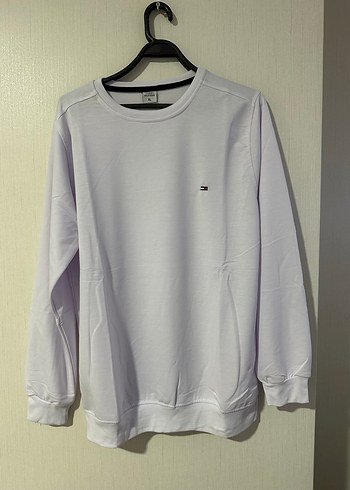Tommy Hilfiger Beyaz Bisiklet Yaka Uzun Kollu Sweatshirt (ince)