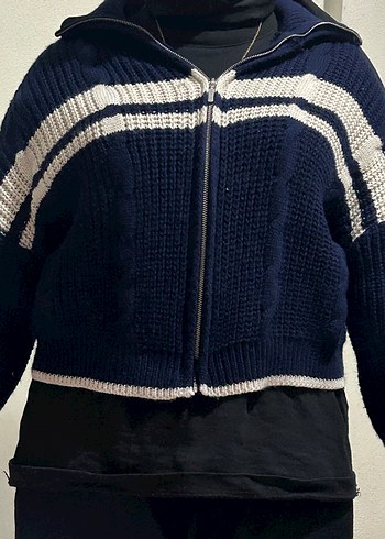 Trendyol & Milla Yüksek Yakalı Örgü Mavi Kadın Denim Kazak