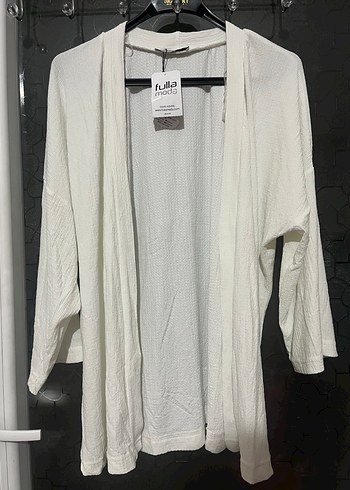 l Beden beyaz Renk Beyaz Midi Kadın Keten Hırka
