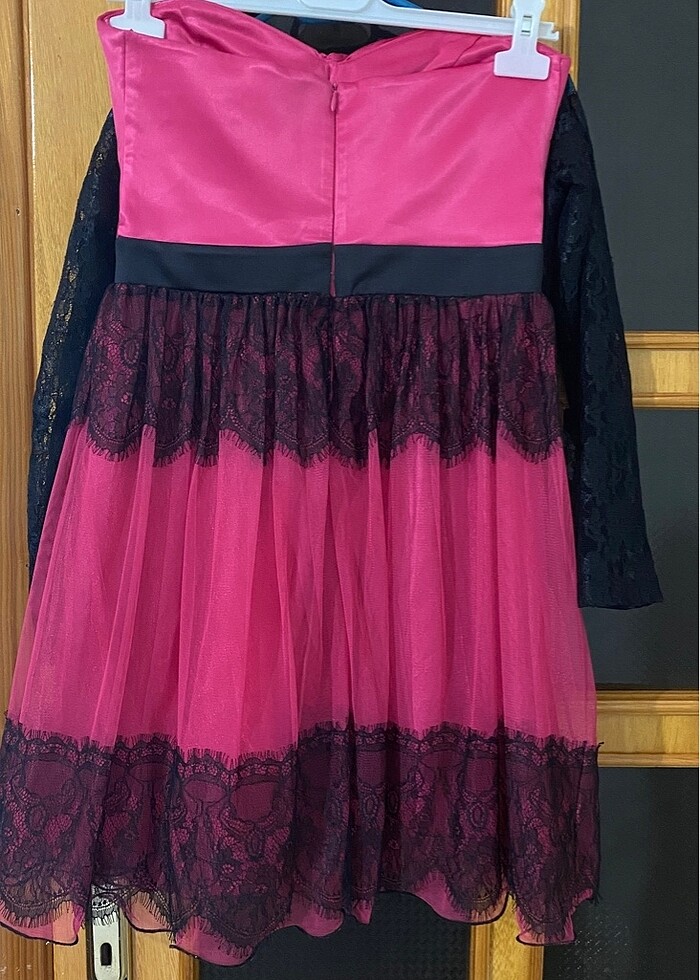 Tül detaylı bolero lu saten abıye - Görsel 4