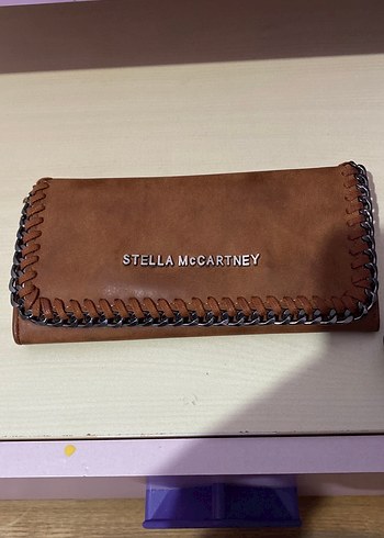 Stella McCartney Zincir Detayli Kahverengi Deri Kadin Cuzdan