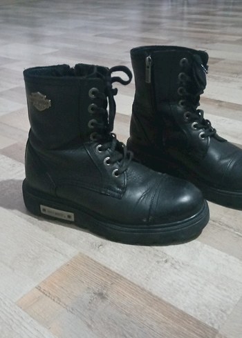 Siyah Deri Biker Kadın Botları - Görsel 3